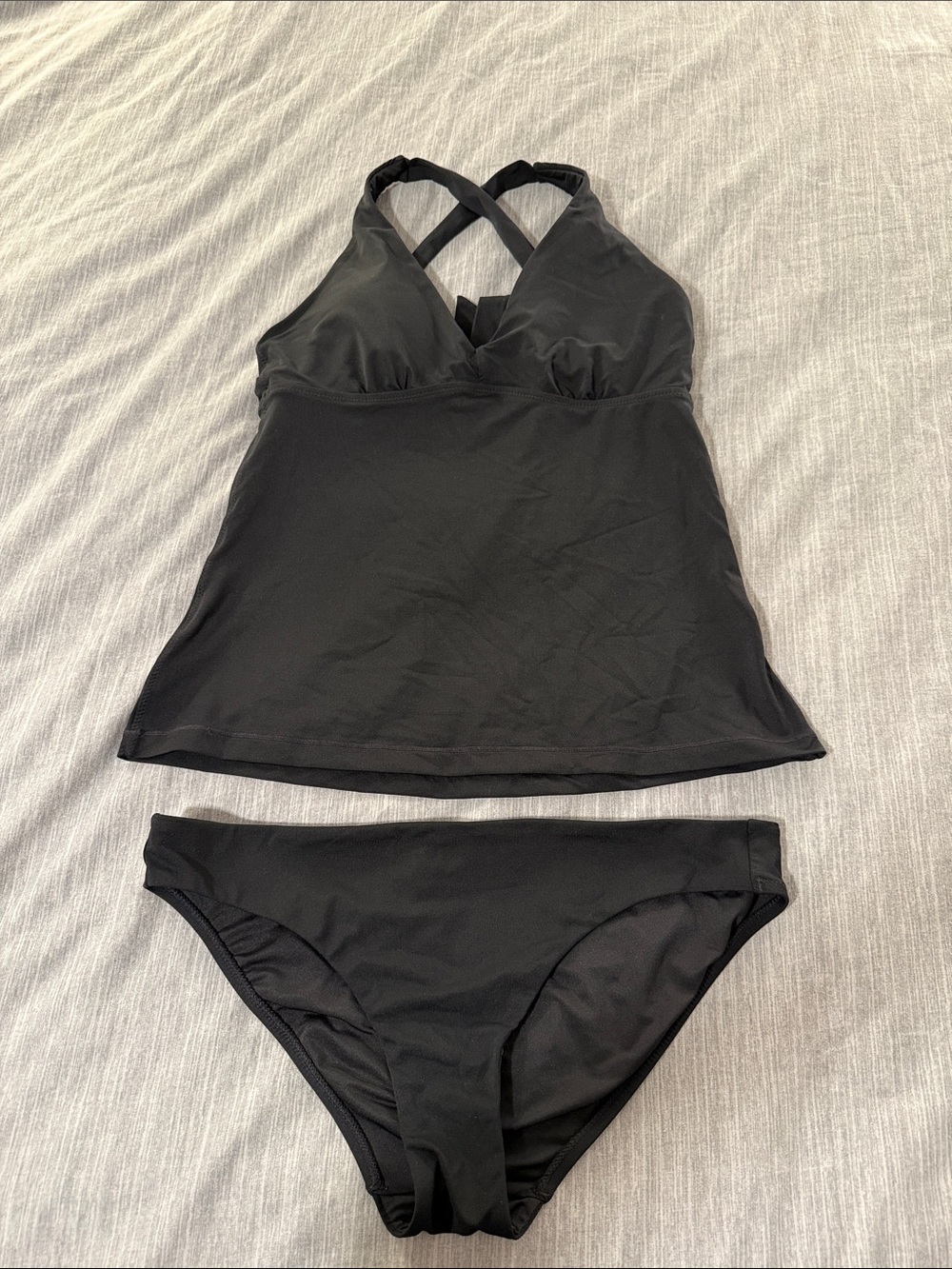 Athleta Black Tankini Top and Bikini Bottom Set